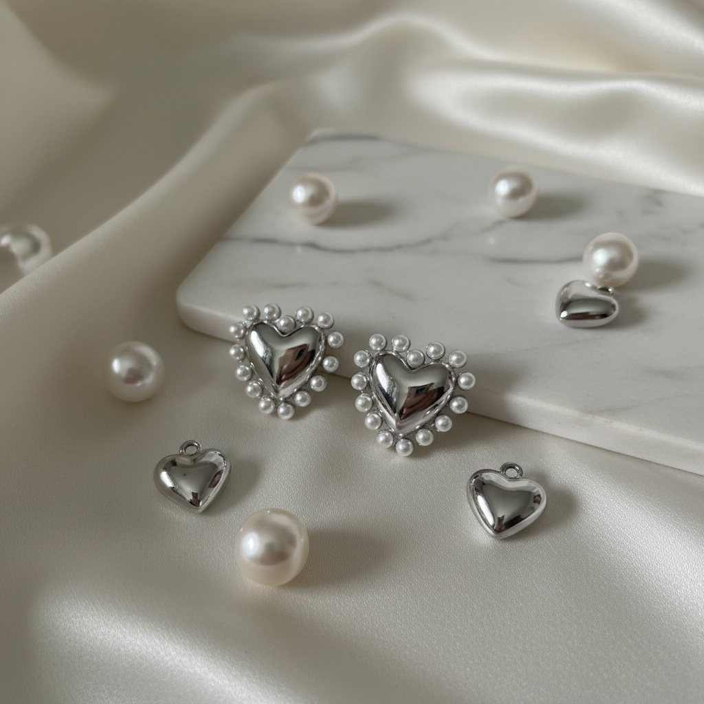 HEARTS AND PEARLS SILVER Background