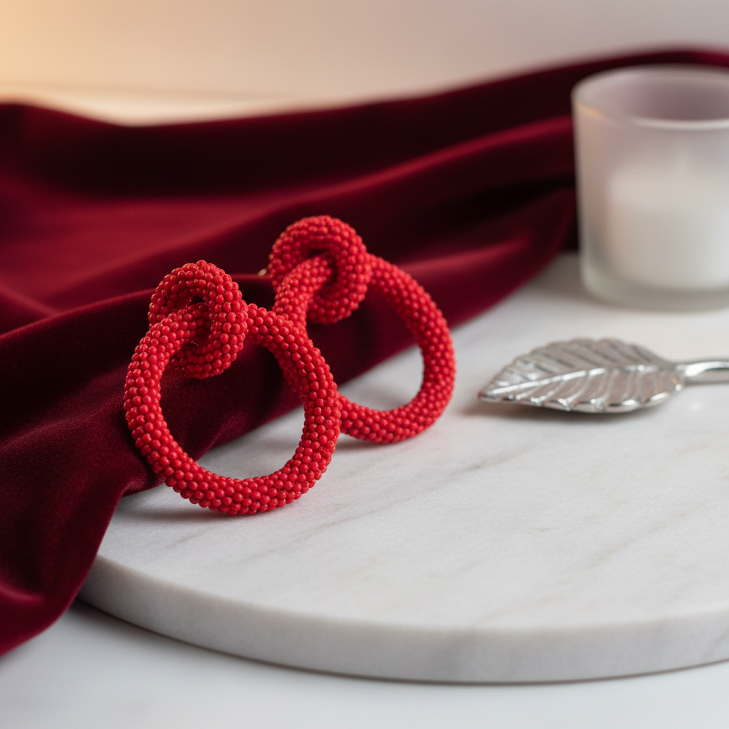 RED BEADED EARRINGS
